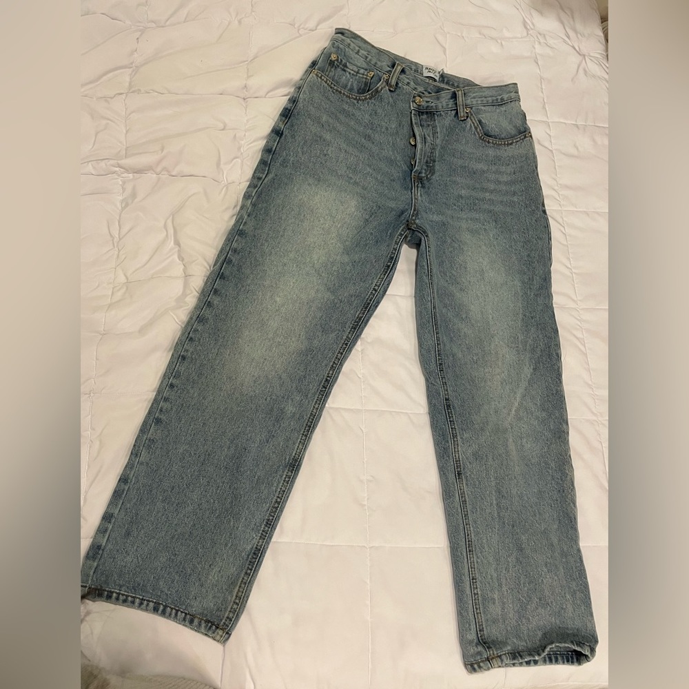 Princess Polly Asymmetric Criss Cross Denim Jeans